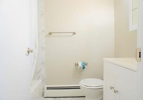 White modern bathroom with bathtub